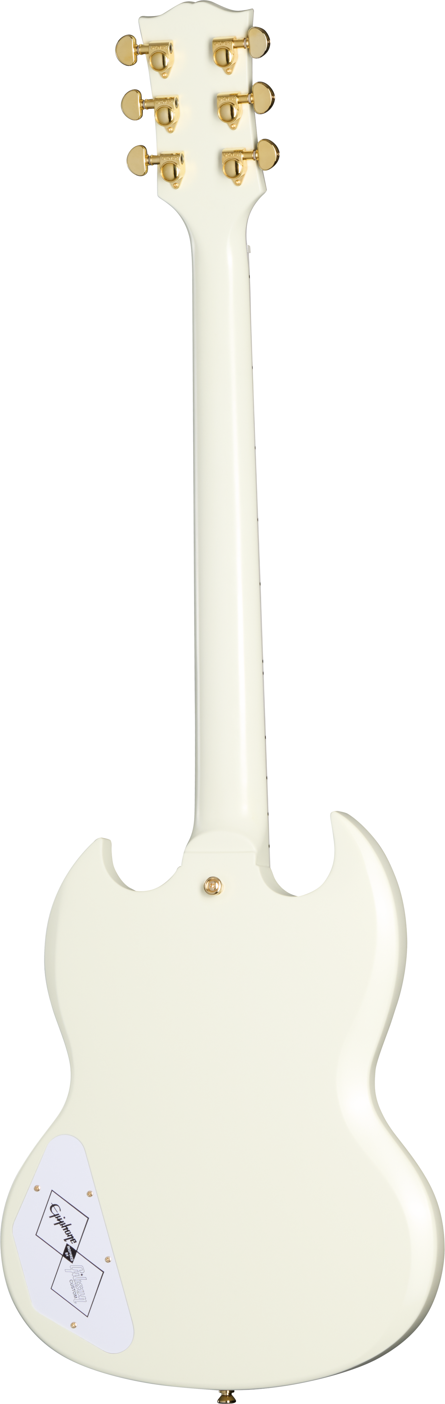 Back of Epiphone 1963 Les Paul SG Custom With Maestro Vibrola Classic White.