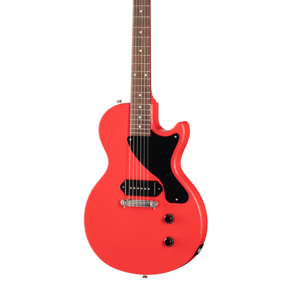 Front of Epiphone Billie Joe Armstrong Les Paul Junior Radiant Red.