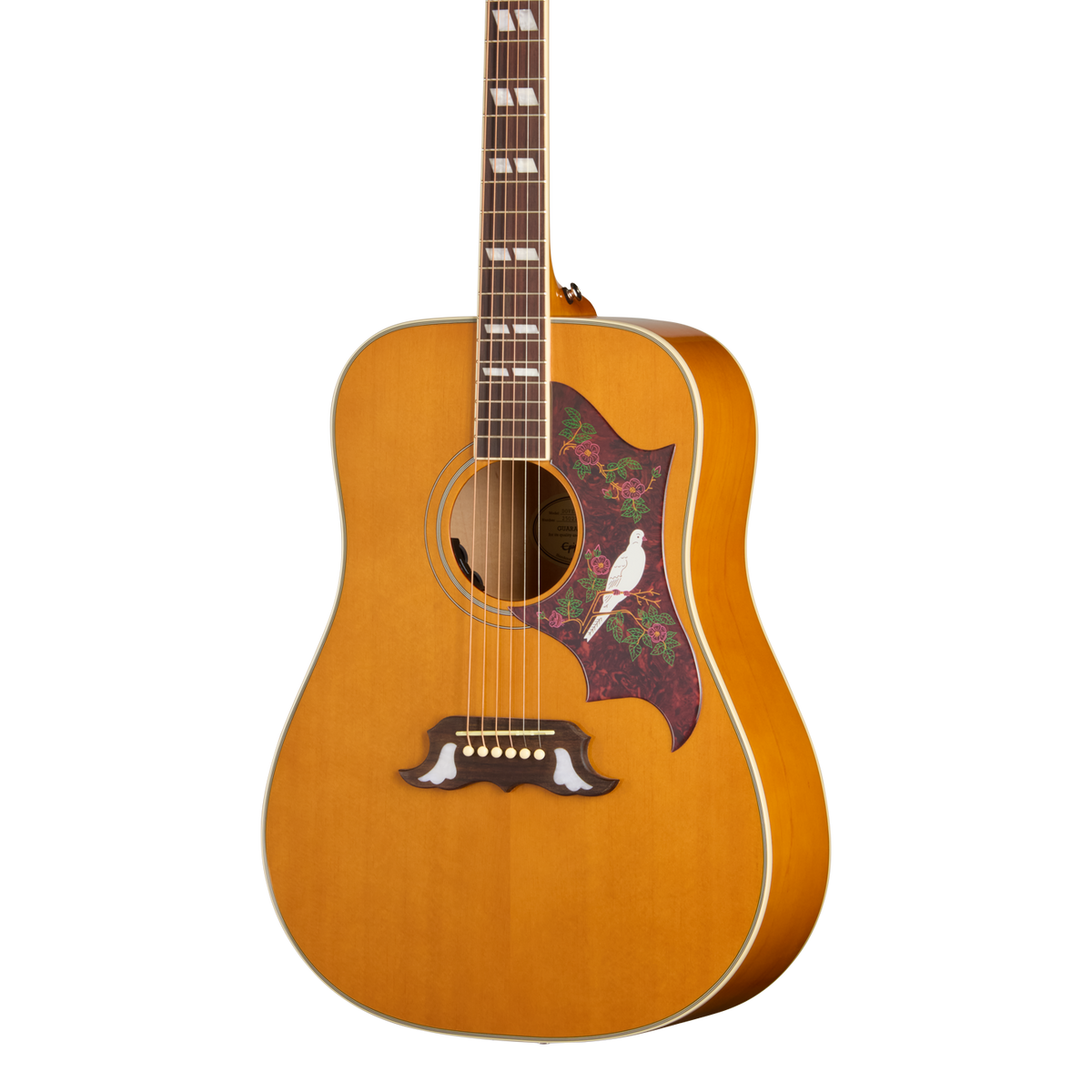Front of Epiphone Dove Studio Natural.