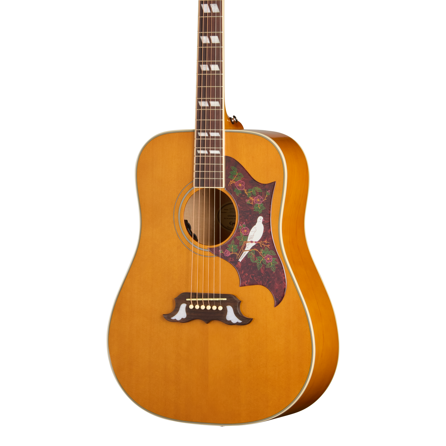 Front of Epiphone Dove Studio Natural.