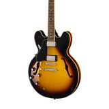 Front of Epiphone ES-335 Left Handed Vintage Sunburst.
