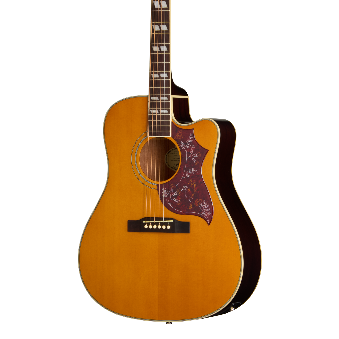 Front of Epiphone Hummingbird Studio EC Natural.