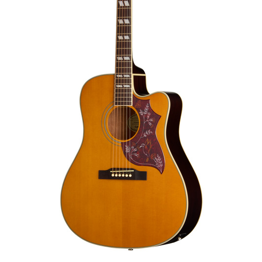 Front of Epiphone Hummingbird Studio EC Natural.