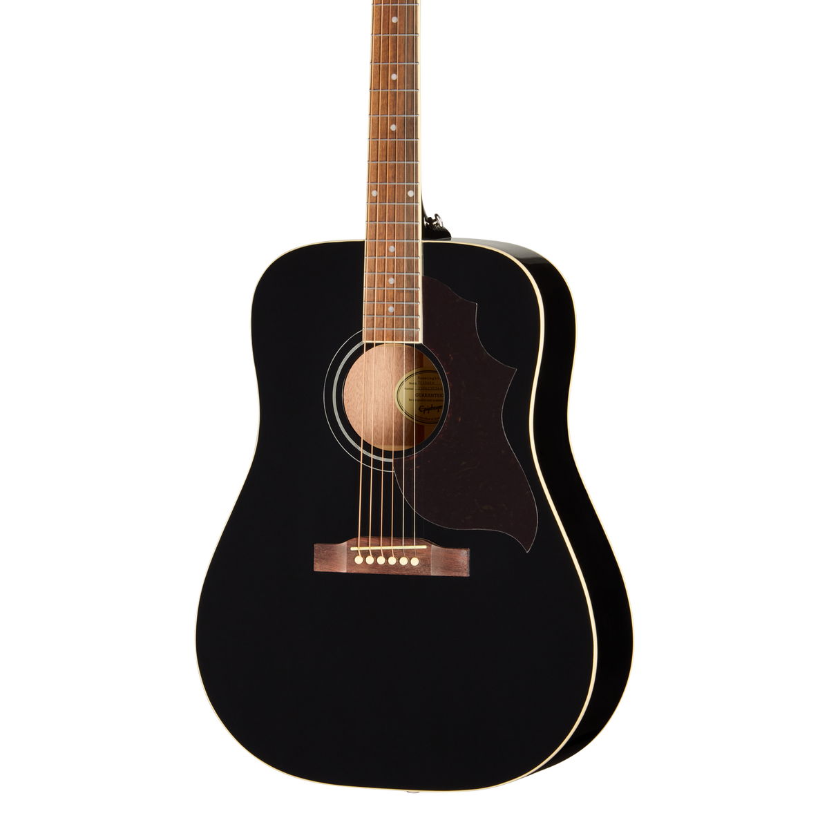 Front of Epiphone Hummingbird Tribute Ebony.