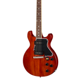 Front of Epiphone Inspired by Gibson Custom 1960 Les Paul Special Double Cut Reissue Cherry Red.