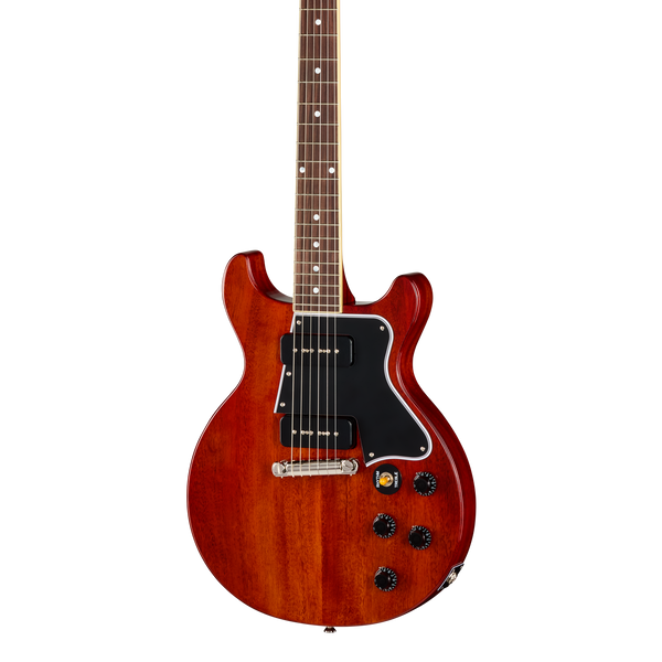 Front of Epiphone Inspired by Gibson Custom 1960 Les Paul Special Double Cut Reissue Cherry Red.