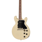 Front of Epiphone Inspired by Gibson Custom 1960 Les Paul Special Double Cut Reissue TV White.