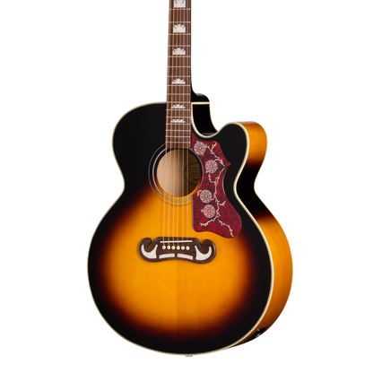 Front of Epiphone J 200 Studio EC Vintage Sunburst.