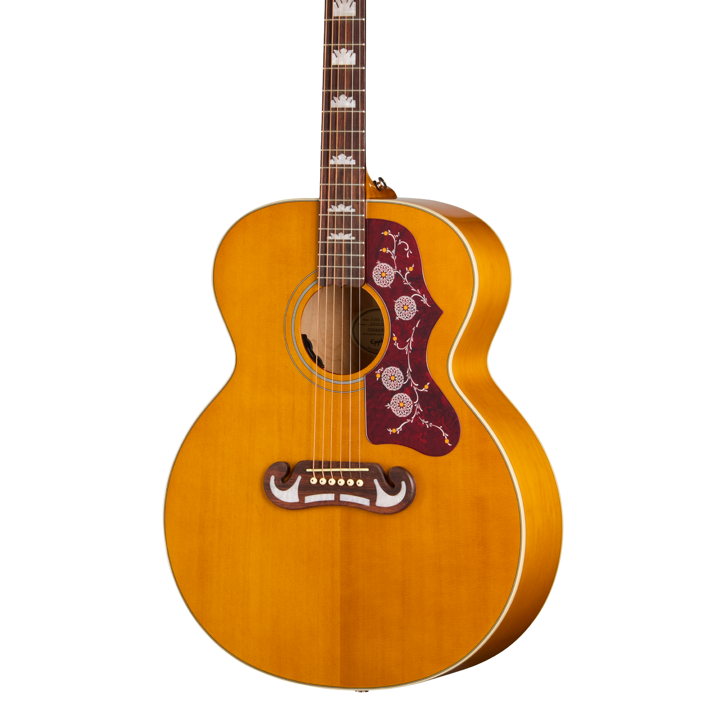 Front of Epiphone J 200 Studio Natural.