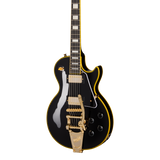 Front of Epiphone Joe Bonamassa '59 Les Paul Custom Bigsby Antique Ebony.