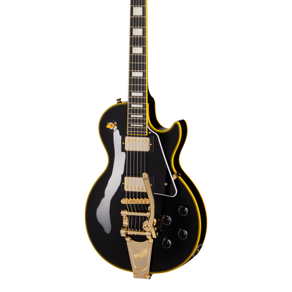 Front of Epiphone Joe Bonamassa '59 Les Paul Custom Bigsby Antique Ebony.