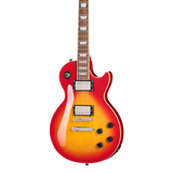 Front of Epiphone Les Paul Tribute Plus Heritage Cherry Sunburst.
