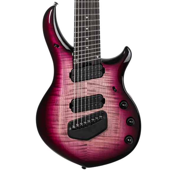 Front of Ernie Ball Music Man Majesty 8 Select Strawberry Moon EB.