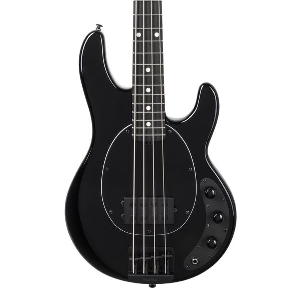 Front of Ernie Ball Music Man Short Scale StingRay Black.