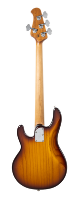 Back of Ernie Ball Music Man Short Scale StingRay Tobacco Burst.
