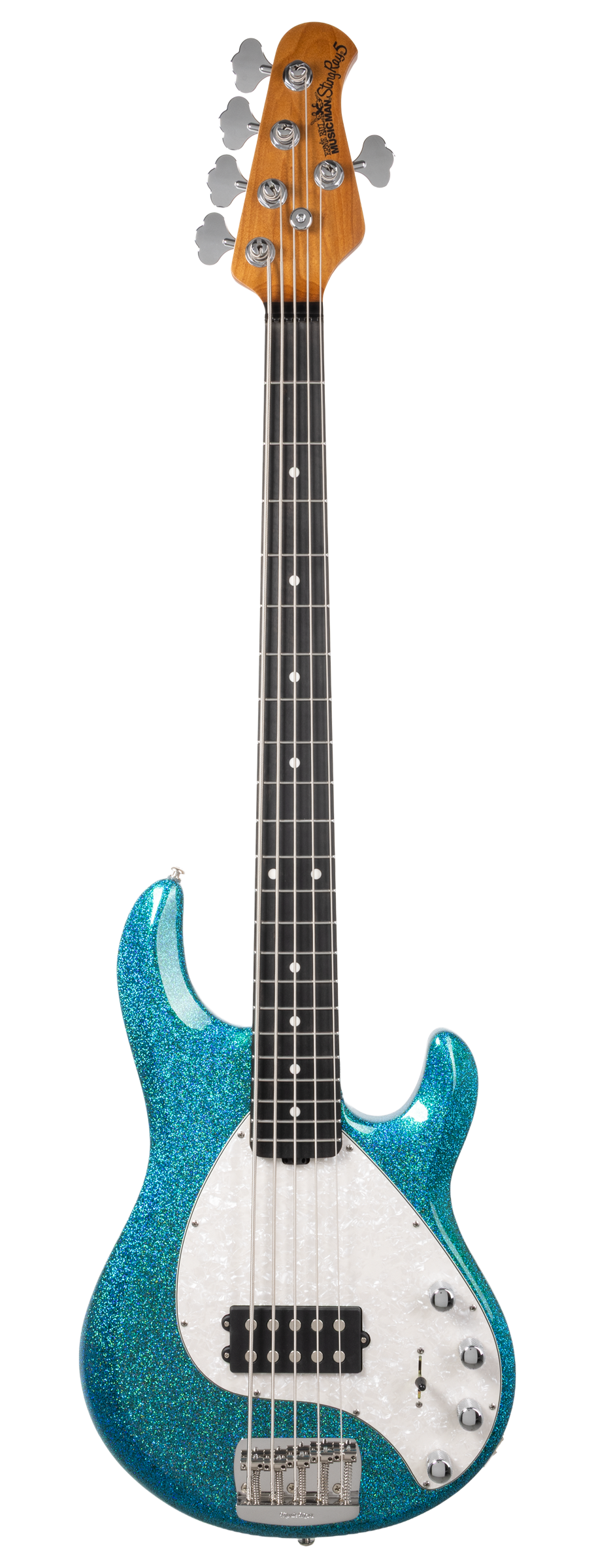 Full frontal of Ernie Ball Music Man StingRay Special 5 Anomalous Green EB.