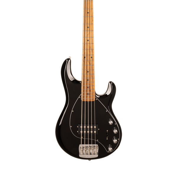Front of Ernie Ball Music Man StingRay Special 5 Black Maple Black PG.