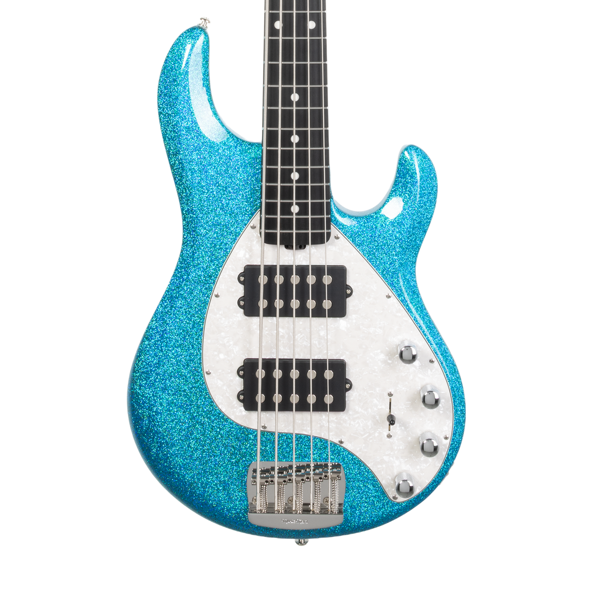 Front of Ernie Ball Music Man StingRay Special 5 HH Anomalous Green EB.