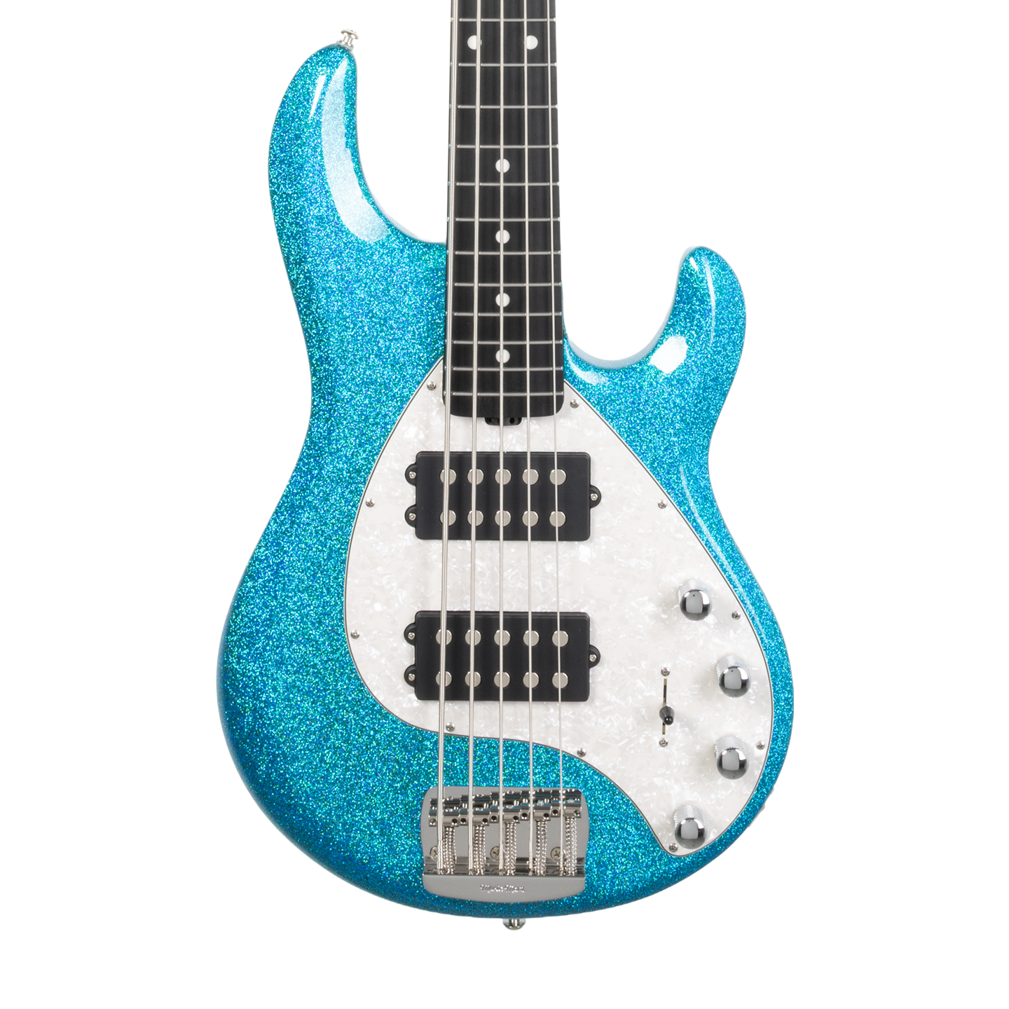 Front of Ernie Ball Music Man StingRay Special 5 HH Anomalous Green EB.