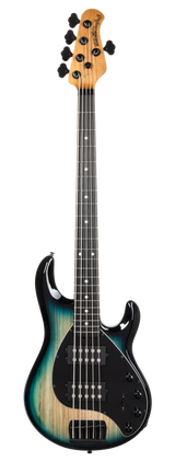 Full frontal of Ernie Ball Music Man StingRay Special 5 HH Mean Blue Burst EB.