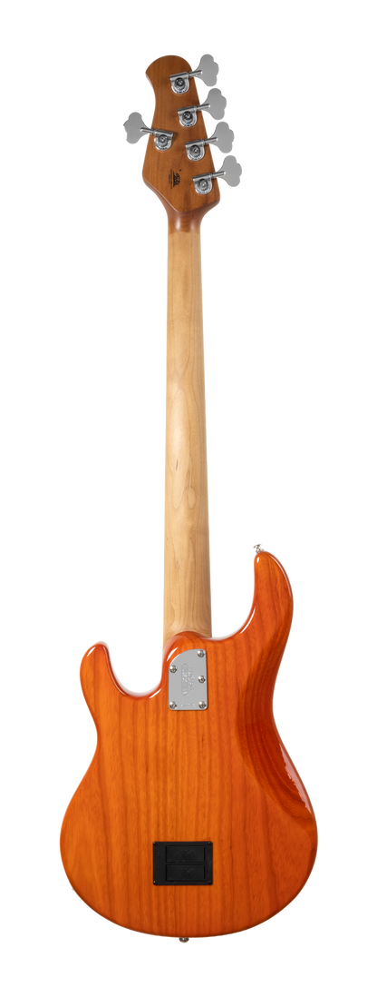 Back of Ernie Ball Music Man StingRay Special 5 HH Translucent Orange RW.