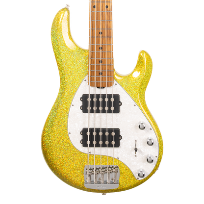 Front of Ernie Ball Music Man StingRay Special 5 HH Yellow Brick Road MP.