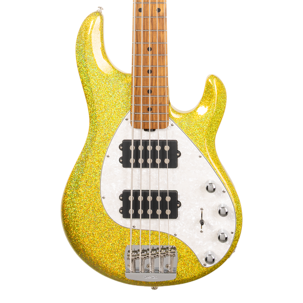 Front of Ernie Ball Music Man StingRay Special 5 HH Yellow Brick Road MP.