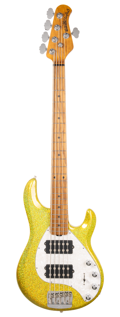 Full frontal of Ernie Ball Music Man StingRay Special 5 HH Yellow Brick Road MP.
