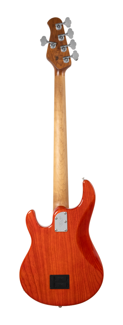 Back of Ernie Ball Music Man StingRay Special 5 Translucent Orange RW.