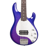 Front of Ernie Ball Music Man StingRay Special 5 Violet Sparkle Burst RW.