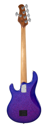 Back of Ernie Ball Music Man StingRay Special 5 Violet Sparkle Burst RW.