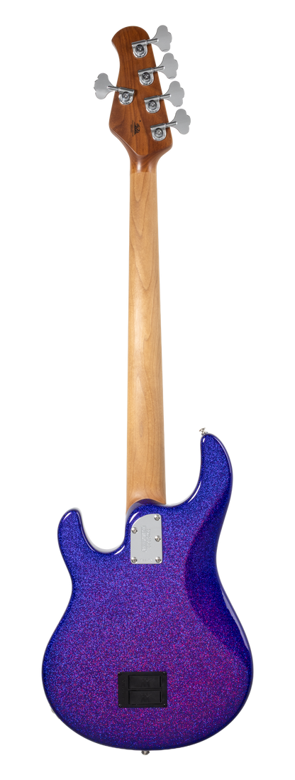 Back of Ernie Ball Music Man StingRay Special 5 Violet Sparkle Burst RW.