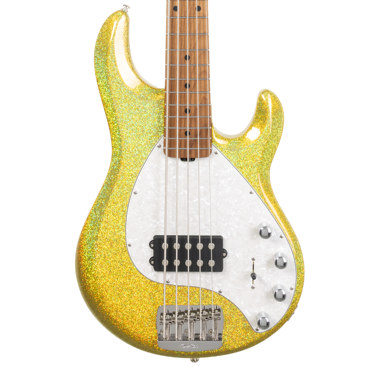 Front of Ernie Ball Music Man StingRay Special 5 Yellow Brick Road MP.