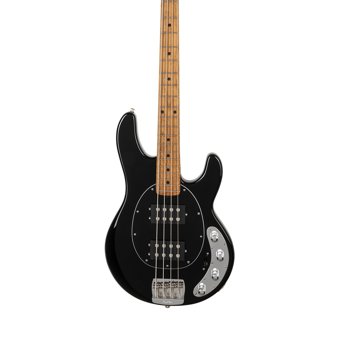 Front of Ernie Ball Music Man StingRay Special HH Black Maple Black PG.