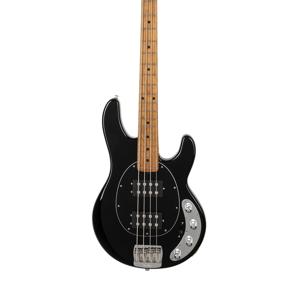 Front of Ernie Ball Music Man StingRay Special HH Black Maple Black PG.