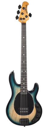 Full frontal of Ernie Ball Music Man StingRay Special Mean Blue Burst EB.