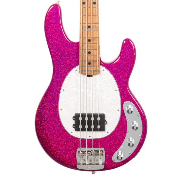Front of Ernie Ball Music Man StingRay Special Soda Pink Sparkle MP.