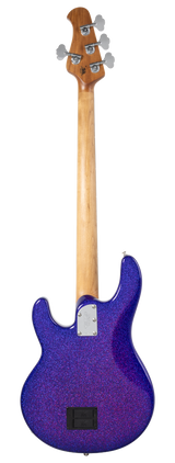 Back of Ernie Ball Music Man StingRay Special Violet Sparkle Burst RW.