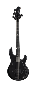 Full frontal of Ernie Ball Music Man Short Scale StingRay Black.