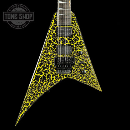 Front of body of Jackson Custom Shop Limited Edition Randy Rhoads Nos Black With Yellow Crackle.
