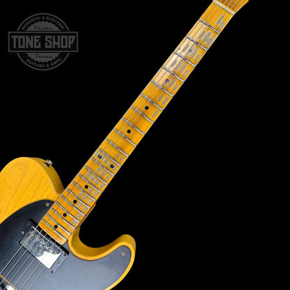 Fretboard of Fender Custom Shop Limited Edition 53 HS Tele Heavy Relic Aged Butterscotch Blonde.