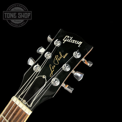 Front of headstock of Used Gibson Traditional Pro II Les Paul Gold.