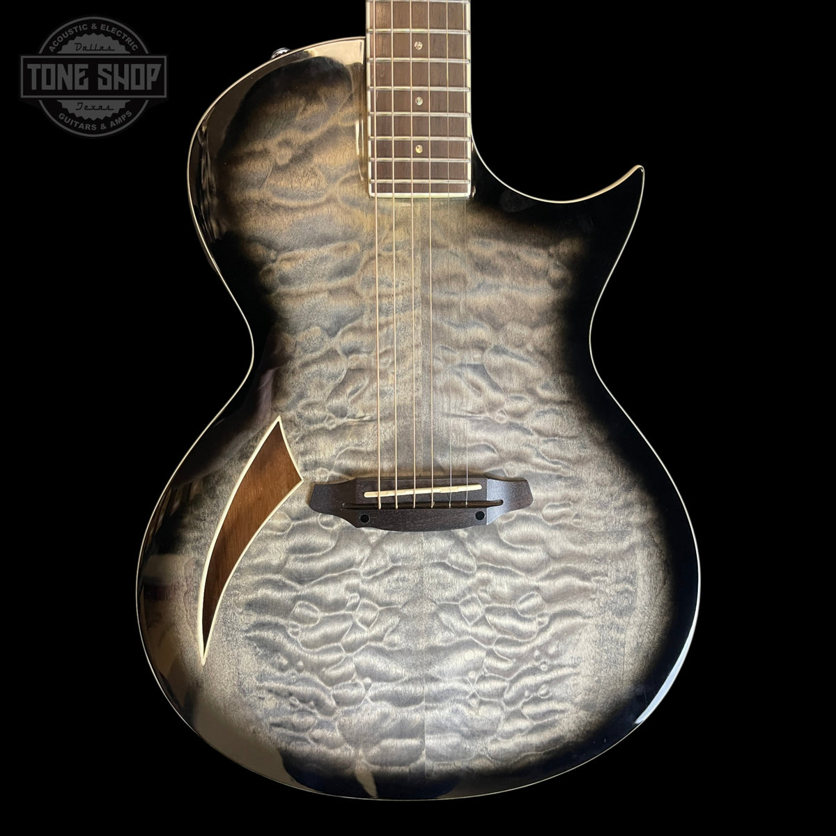 Front of Used ESP LTD TL-6  Thinbody Acoustic Electric Black.