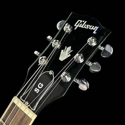 Front of headstock of Used 2023 Gibson SG Standard Ebony.