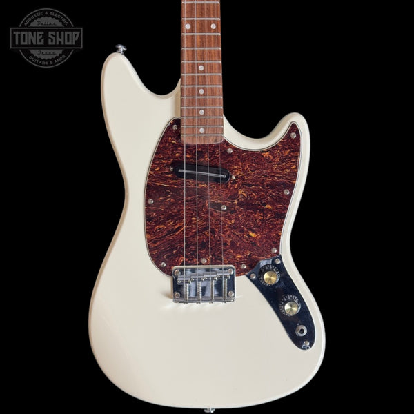Front of Used Eastwood Warren Ellis Signature Tenor Guitar White.