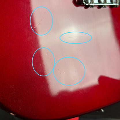 Marks on body of Used 2000 Fender Custom Shop 63 Telecaster NOS Candy Apple Red.