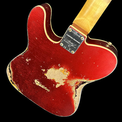 Back angle of Fender Custom Shop Limited Edition '60 Tele Custom Heavy Relic Aged Candy Apple Red/ 3-color Sunburst.