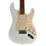 Front of Fender Custom Shop Limited Edition Roasted '54 Strat Journeyman Relic '55 Desert Tan.