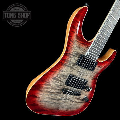 Front angle of ESP USA Horizon-II Flame Maple Blood Moon.
