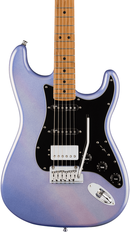 Front of Fender 70th Anniversary Ultra Stratocaster HSS MP Amethyst.